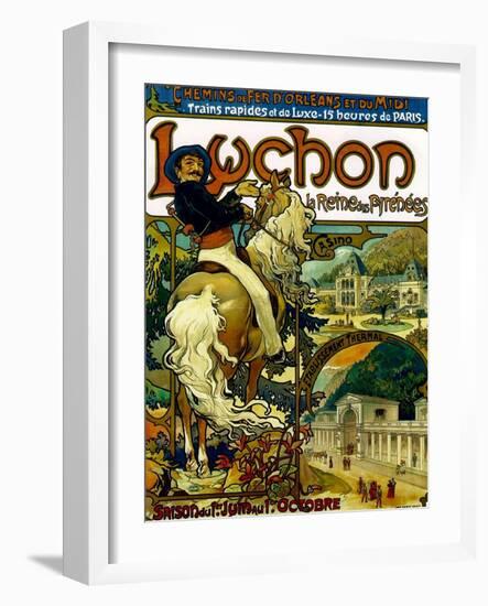 Poster for Trains to Luchon, France, 1895-Alphonse Mucha-Framed Giclee Print