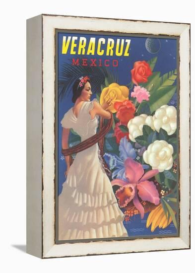 Poster for Veracruz, Mexico, Senorita with Flowers-null-Framed Stretched Canvas