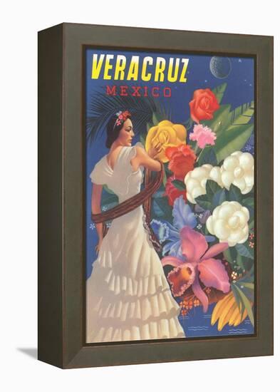 Poster for Veracruz, Mexico, Senorita with Flowers-null-Framed Stretched Canvas