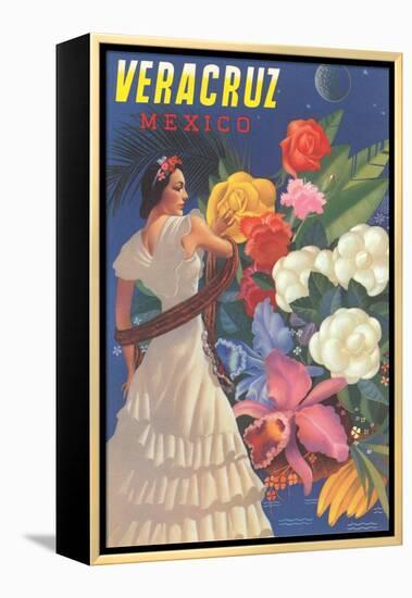 Poster for Veracruz, Mexico, Senorita with Flowers-null-Framed Stretched Canvas