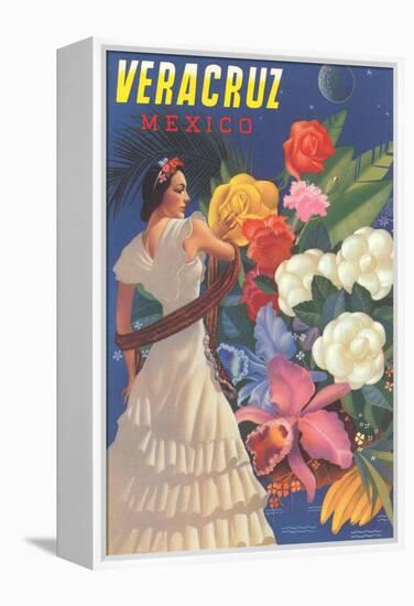 Poster for Veracruz, Mexico, Senorita with Flowers-null-Framed Stretched Canvas