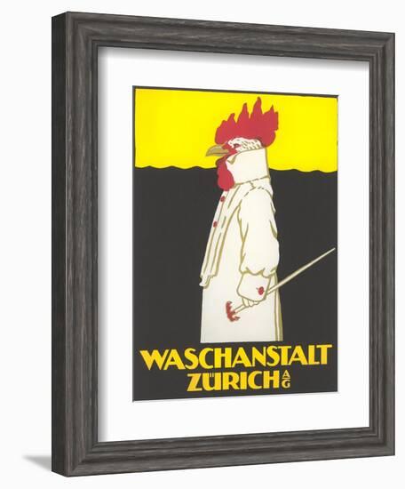 Poster for Zurich Laundry Service with Rooster--Framed Giclee Print