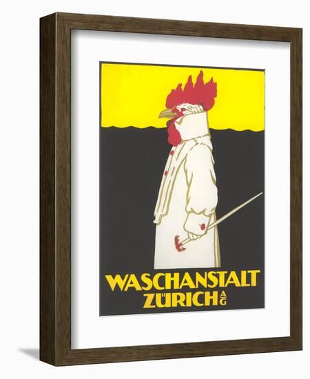 Poster for Zurich Laundry Service with Rooster--Framed Giclee Print