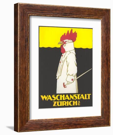 Poster for Zurich Laundry Service with Rooster--Framed Giclee Print