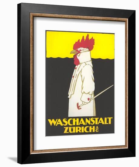 Poster for Zurich Laundry Service with Rooster--Framed Giclee Print