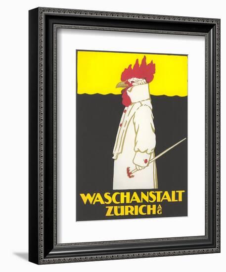 Poster for Zurich Laundry Service with Rooster--Framed Giclee Print