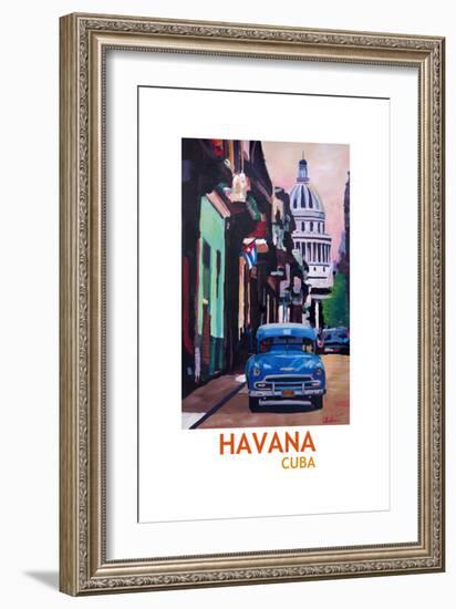 Poster Havana Cuba Street Scene Oldtimer Retro-Markus Bleichner-Framed Art Print