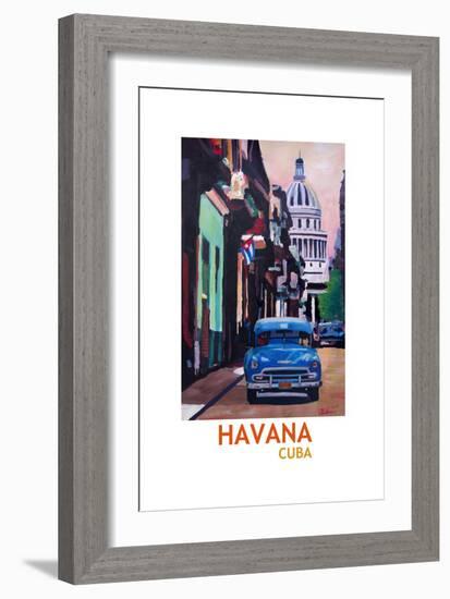 Poster Havana Cuba Street Scene Oldtimer Retro-Markus Bleichner-Framed Art Print