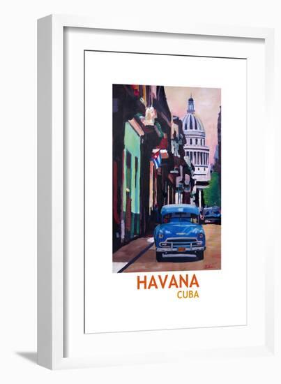 Poster Havana Cuba Street Scene Oldtimer Retro-Markus Bleichner-Framed Art Print