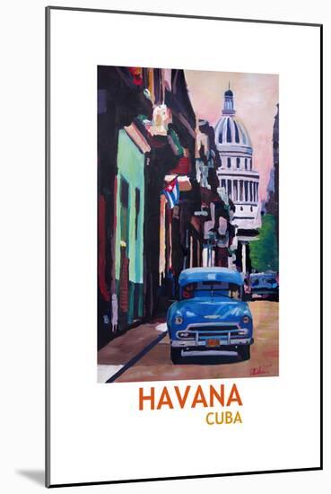 Poster Havana Cuba Street Scene Oldtimer Retro-Markus Bleichner-Mounted Art Print