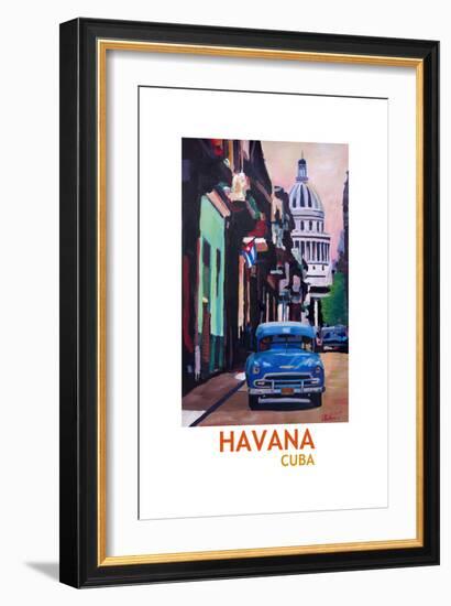 Poster Havana Cuba Street Scene Oldtimer Retro-Markus Bleichner-Framed Art Print