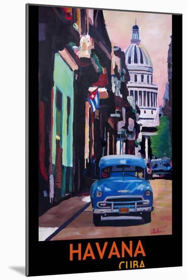 Poster Havana Cuba Street Scene Oldtimer Vintage-Markus Bleichner-Mounted Art Print