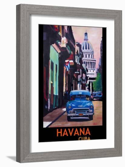 Poster Havana Cuba Street Scene Oldtimer Vintage-Markus Bleichner-Framed Premium Giclee Print