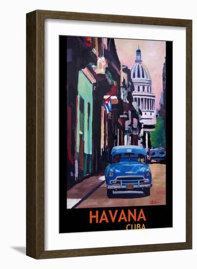 Poster Havana Cuba Street Scene Oldtimer Vintage-Markus Bleichner-Framed Premium Giclee Print