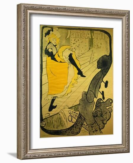 Poster: Jane Avril at the 'Jardins De Paris', 1893-Henri de Toulouse-Lautrec-Framed Art Print