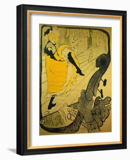 Poster: Jane Avril at the 'Jardins De Paris', 1893-Henri de Toulouse-Lautrec-Framed Art Print