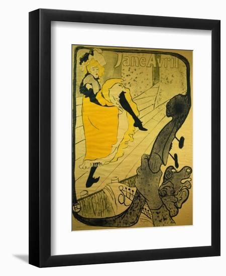 Poster: Jane Avril at the 'Jardins De Paris', 1893-Henri de Toulouse-Lautrec-Framed Art Print