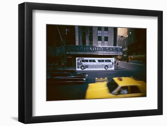 Poster of a Greyhound Bus in Front of Radio City Music Hall, New York, New York, Summer 1967-Yale Joel-Framed Photographic Print