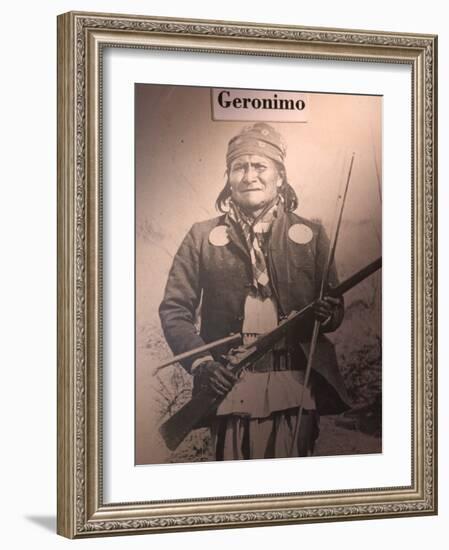 Poster of Geronimo Indian Chief, America's Gunfight Capital, Tombstone, Arizona, USA-Walter Bibikow-Framed Photographic Print