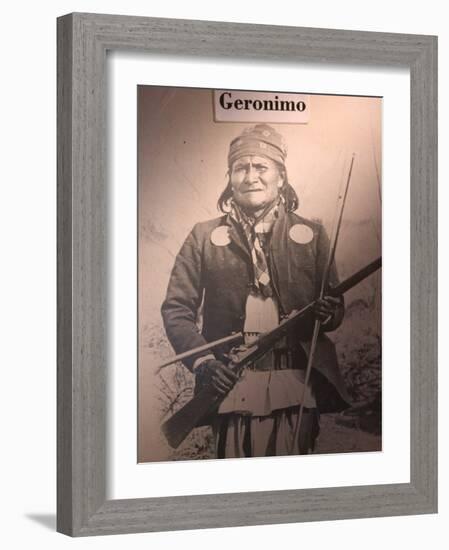 Poster of Geronimo Indian Chief, America's Gunfight Capital, Tombstone, Arizona, USA-Walter Bibikow-Framed Photographic Print