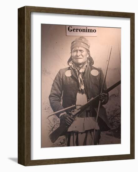 Poster of Geronimo Indian Chief, America's Gunfight Capital, Tombstone, Arizona, USA-Walter Bibikow-Framed Photographic Print