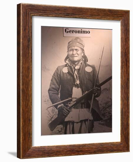 Poster of Geronimo Indian Chief, America's Gunfight Capital, Tombstone, Arizona, USA-Walter Bibikow-Framed Photographic Print