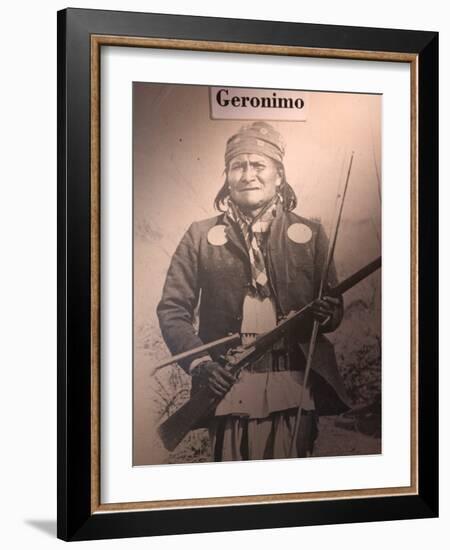 Poster of Geronimo Indian Chief, America's Gunfight Capital, Tombstone, Arizona, USA-Walter Bibikow-Framed Photographic Print