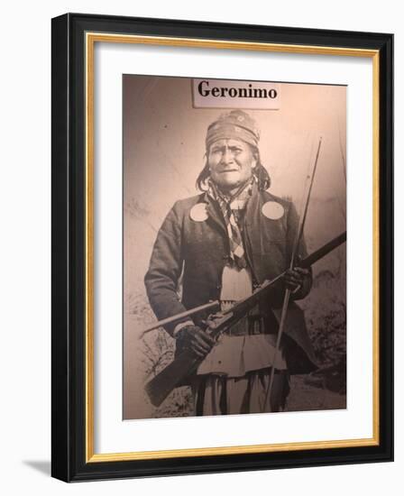 Poster of Geronimo Indian Chief, America's Gunfight Capital, Tombstone, Arizona, USA-Walter Bibikow-Framed Photographic Print