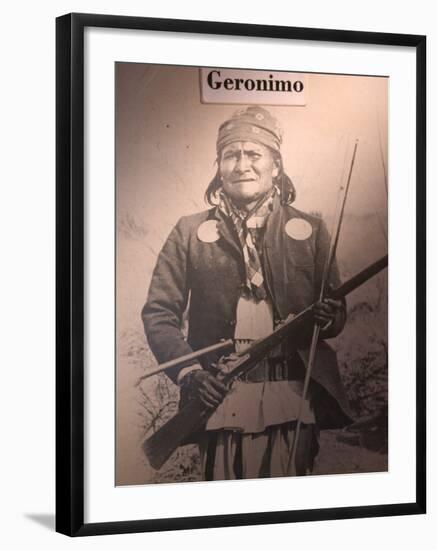 Poster of Geronimo Indian Chief, America's Gunfight Capital, Tombstone, Arizona, USA-Walter Bibikow-Framed Photographic Print