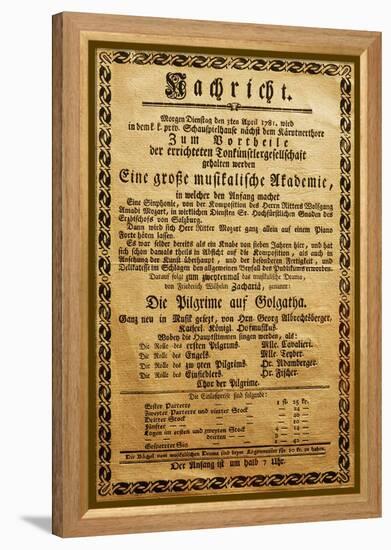 Poster of Great Music Academy for April 3, 1781, with Symphony by Wolfgang Amadeus Mozart-null-Framed Premier Image Canvas