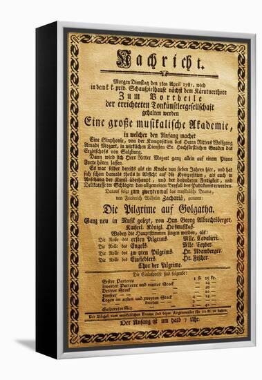 Poster of Great Music Academy for April 3, 1781, with Symphony by Wolfgang Amadeus Mozart-null-Framed Premier Image Canvas