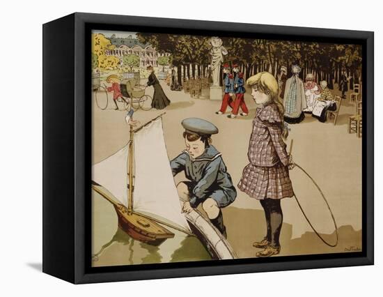 Poster of Kids Sailing Toy Sailboat by Abel Truchet-null-Framed Premier Image Canvas