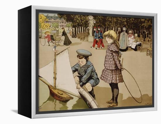 Poster of Kids Sailing Toy Sailboat by Abel Truchet-null-Framed Premier Image Canvas