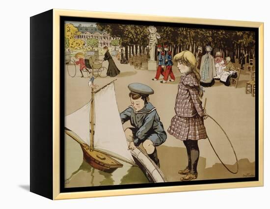 Poster of Kids Sailing Toy Sailboat by Abel Truchet-null-Framed Premier Image Canvas