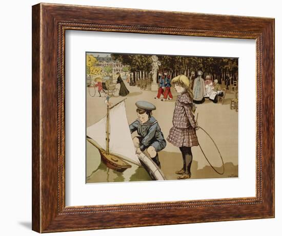 Poster of Kids Sailing Toy Sailboat by Abel Truchet-null-Framed Giclee Print