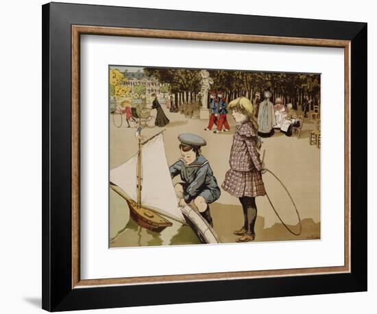 Poster of Kids Sailing Toy Sailboat by Abel Truchet-null-Framed Giclee Print