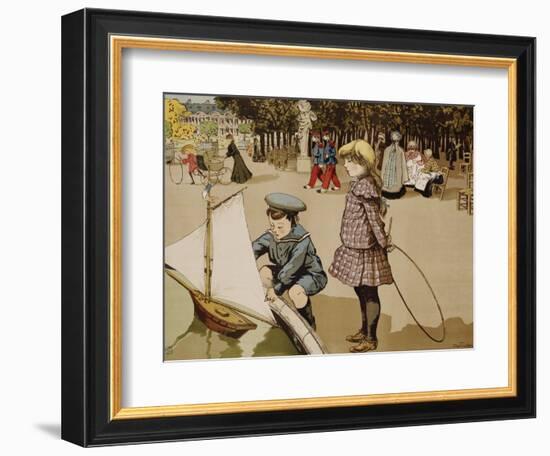 Poster of Kids Sailing Toy Sailboat by Abel Truchet-null-Framed Giclee Print