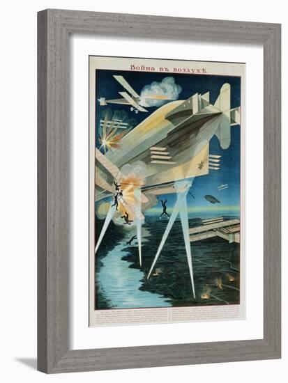 Poster of Russian Biplanes and Zeppelin-null-Framed Giclee Print