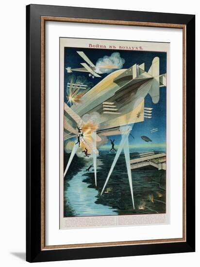 Poster of Russian Biplanes and Zeppelin-null-Framed Giclee Print