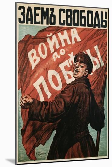 Poster of Russian Soldier with Flag-N. Tyrkurr-Mounted Giclee Print