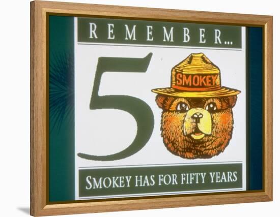 Poster of Smokey the Bear with Caption Reading Remember - 50 - Smokey Has for Fifty Years-null-Framed Premier Image Canvas