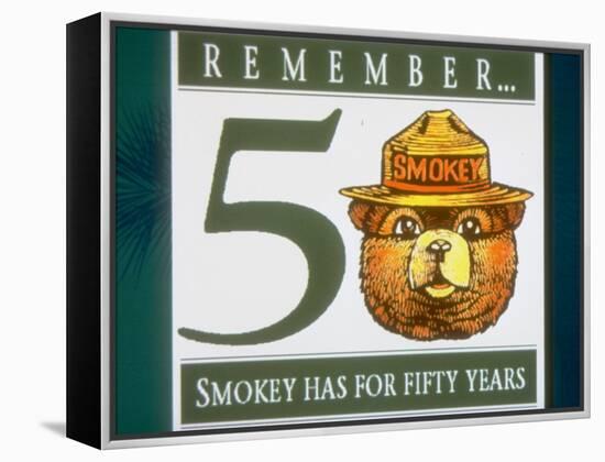 Poster of Smokey the Bear with Caption Reading Remember - 50 - Smokey Has for Fifty Years-null-Framed Premier Image Canvas