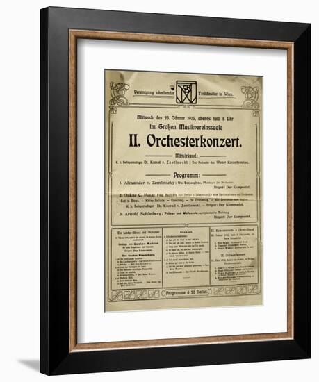 Poster of Society of Friends of Music in Vienna in 1905, with Music by Arnold Schoenberg-null-Framed Giclee Print