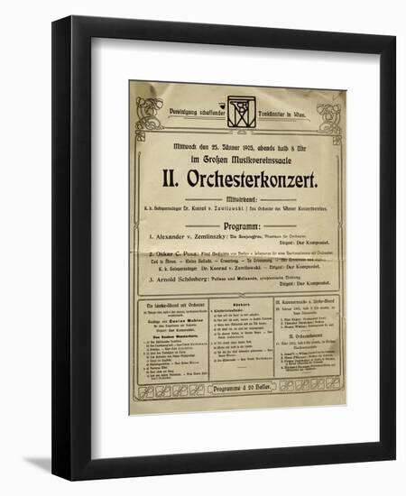 Poster of Society of Friends of Music in Vienna in 1905, with Music by Arnold Schoenberg-null-Framed Giclee Print