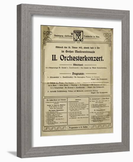 Poster of Society of Friends of Music in Vienna in 1905, with Music by Arnold Schoenberg-null-Framed Giclee Print