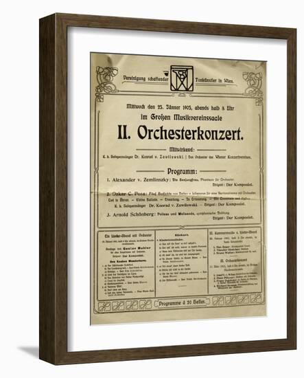 Poster of Society of Friends of Music in Vienna in 1905, with Music by Arnold Schoenberg-null-Framed Giclee Print