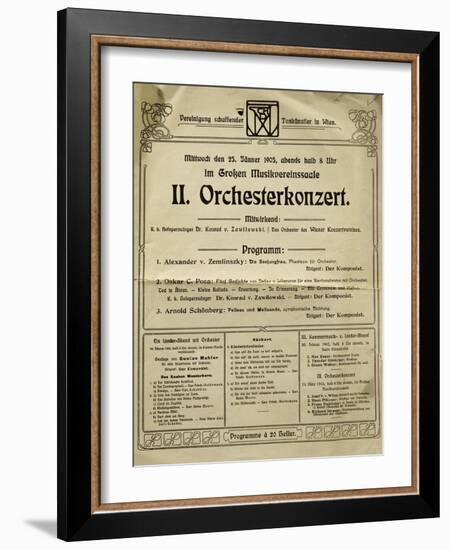 Poster of Society of Friends of Music in Vienna in 1905, with Music by Arnold Schoenberg-null-Framed Giclee Print