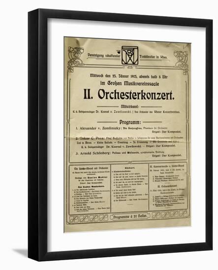 Poster of Society of Friends of Music in Vienna in 1905, with Music by Arnold Schoenberg-null-Framed Giclee Print