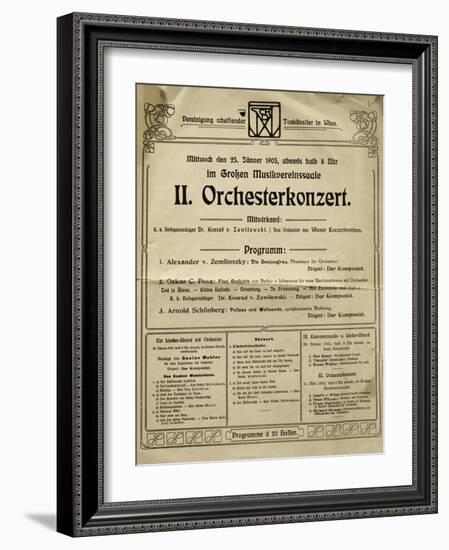 Poster of Society of Friends of Music in Vienna in 1905, with Music by Arnold Schoenberg-null-Framed Giclee Print
