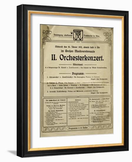 Poster of Society of Friends of Music in Vienna in 1905, with Music by Arnold Schoenberg-null-Framed Giclee Print